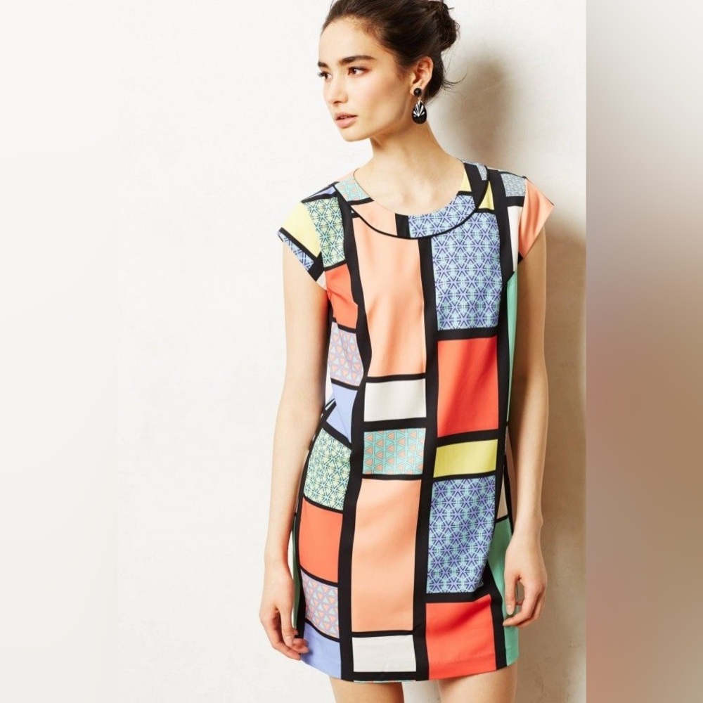 HI THERE from KAREN WALKER for ANTHROPOLOGIE NWOT Modernist Shift Dress